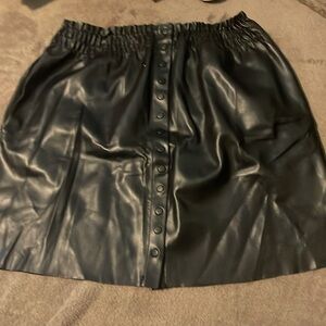 Zara Black Faux Leather Mini Skirt, Size L